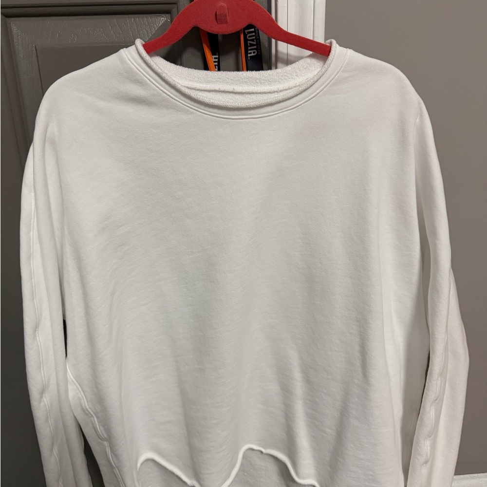 Frank & Eileen Classic White Top. Effie Funnel Neck
Capelet Sweatshirt - Picture 3 of 5
